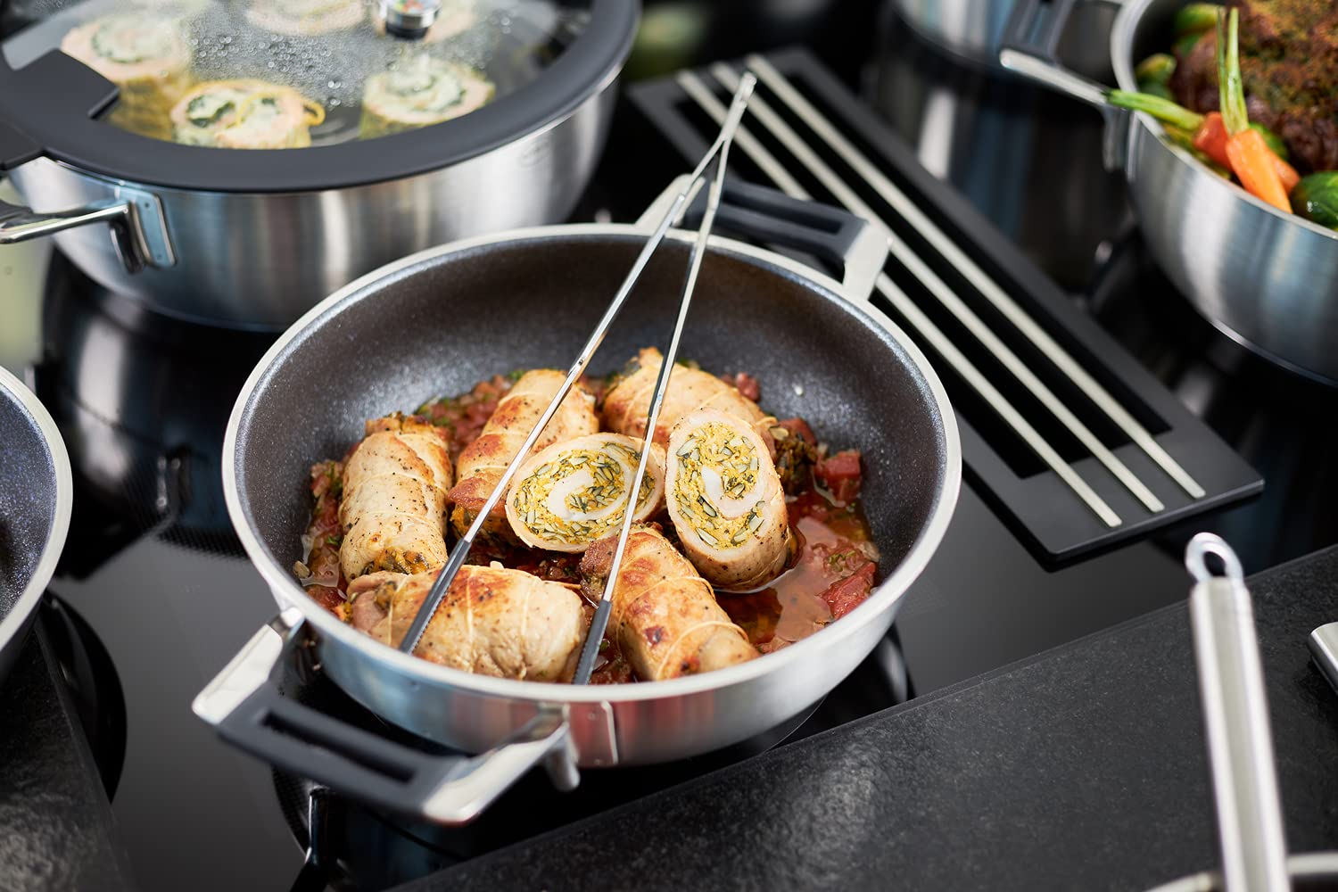 Rsle Silence Pro Cookware Collection 9.5 In. Stainless Steel Serving Pan With Non-Stick Coating